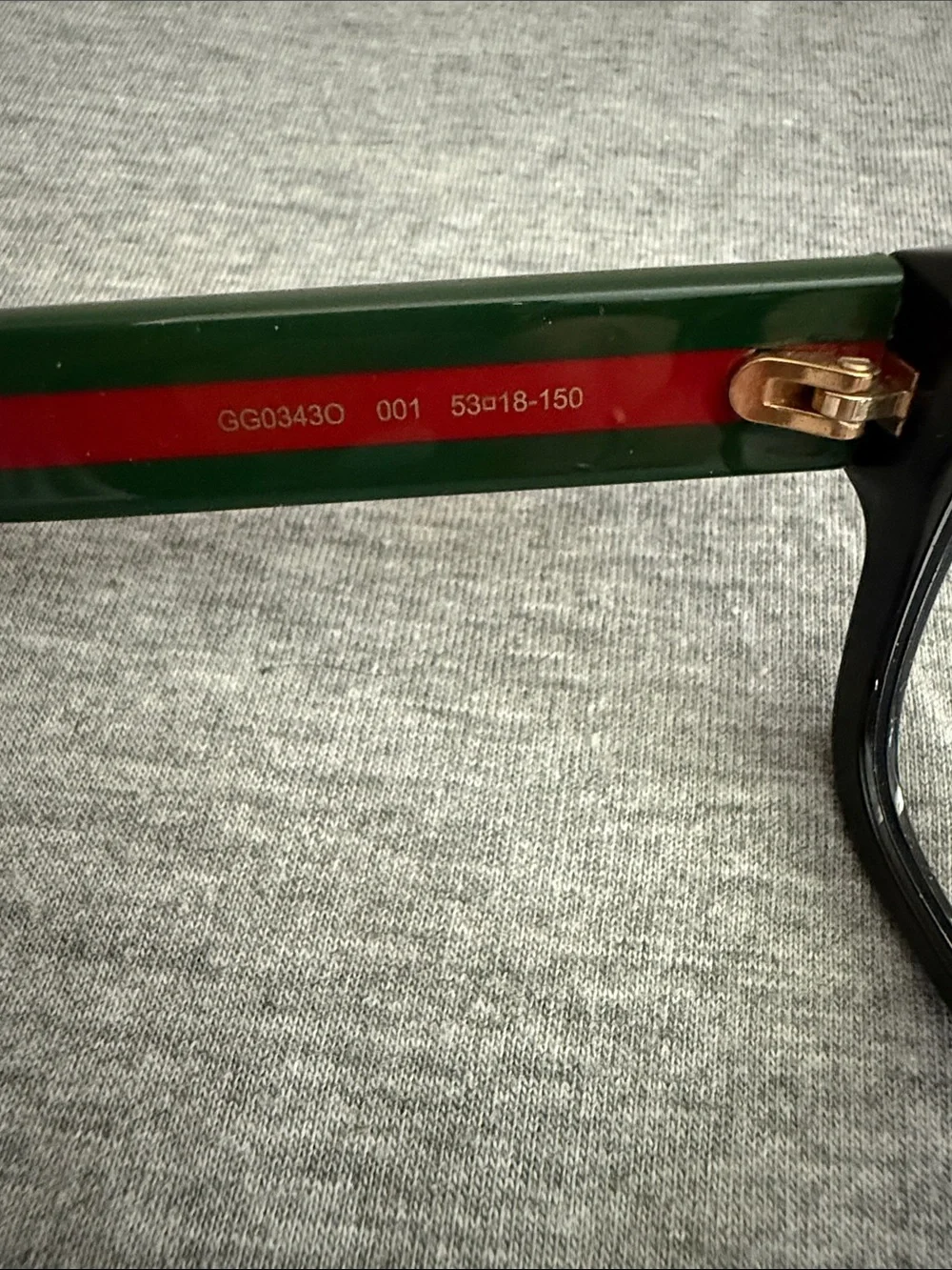 Authentic Gucci Black Eyewear with Green and Red Temple Stripes   NWOT